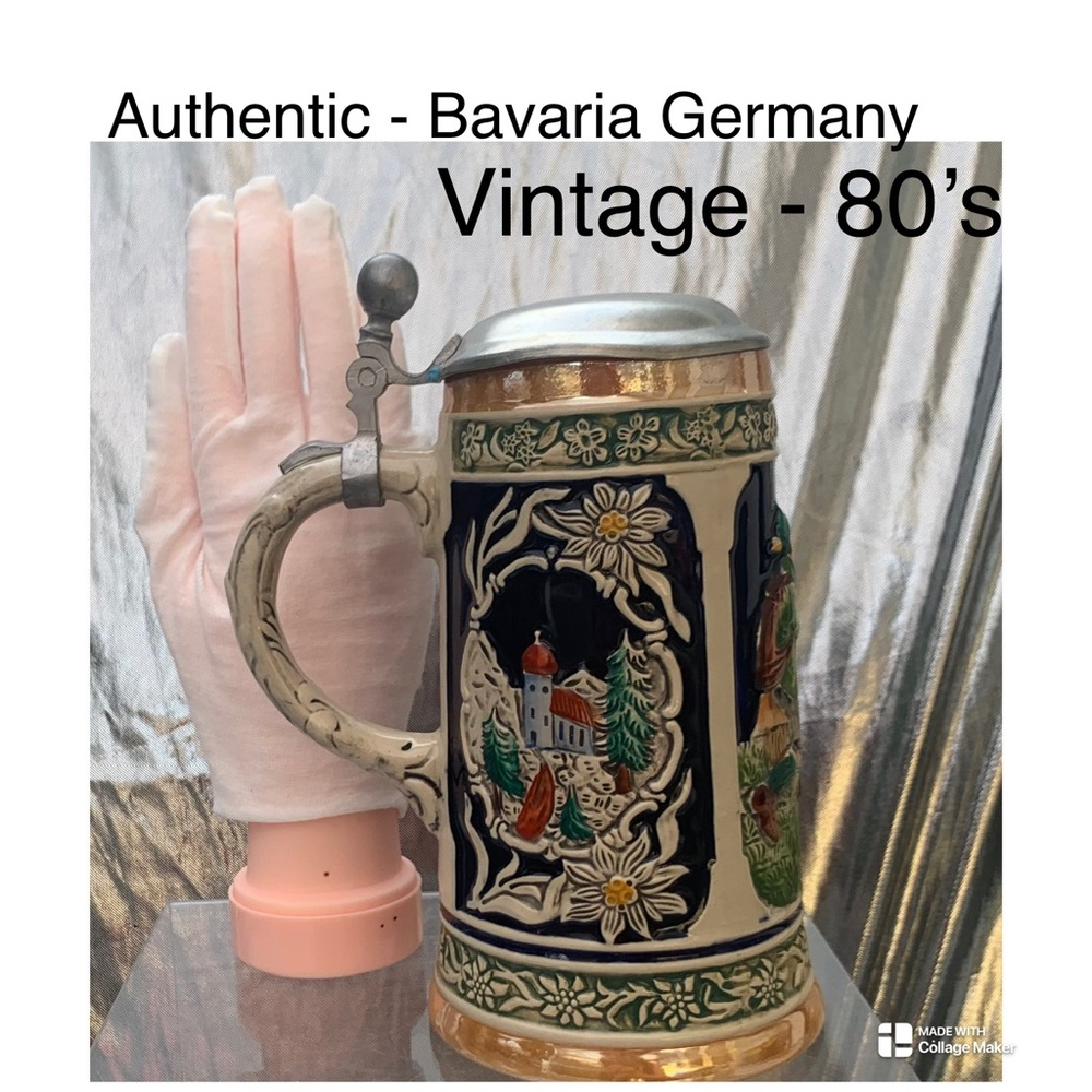 REAL ⭐️ BEER German Beer Stein with Lid VINTAGE 80’s